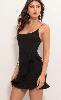LUCY IN THE SKY Mini Dresses^Ruffle Tie Dress In Black