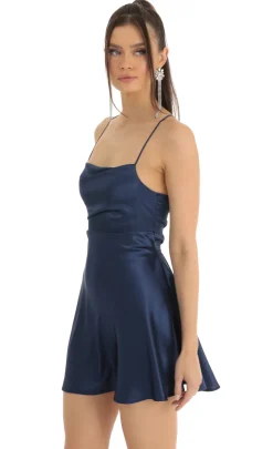 LUCY IN THE SKY Mini Dresses^Satin A-Line Dress In Blue
