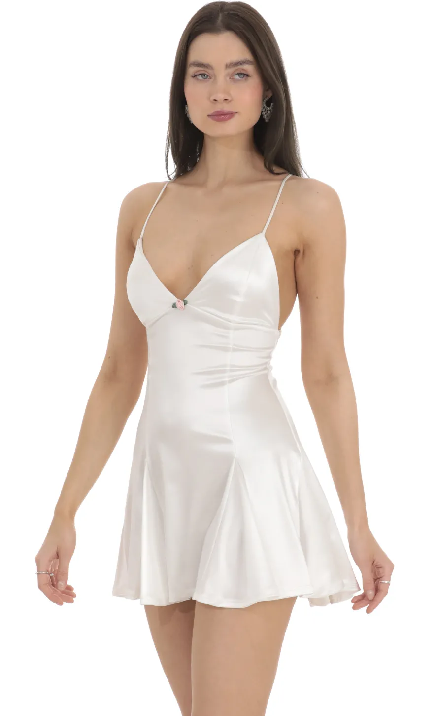 LUCY IN THE SKY Mini Dresses^Satin A-line Dress In White
