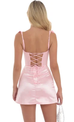 LUCY IN THE SKY Mini Dresses^Satin Bodycon Dress In Pink