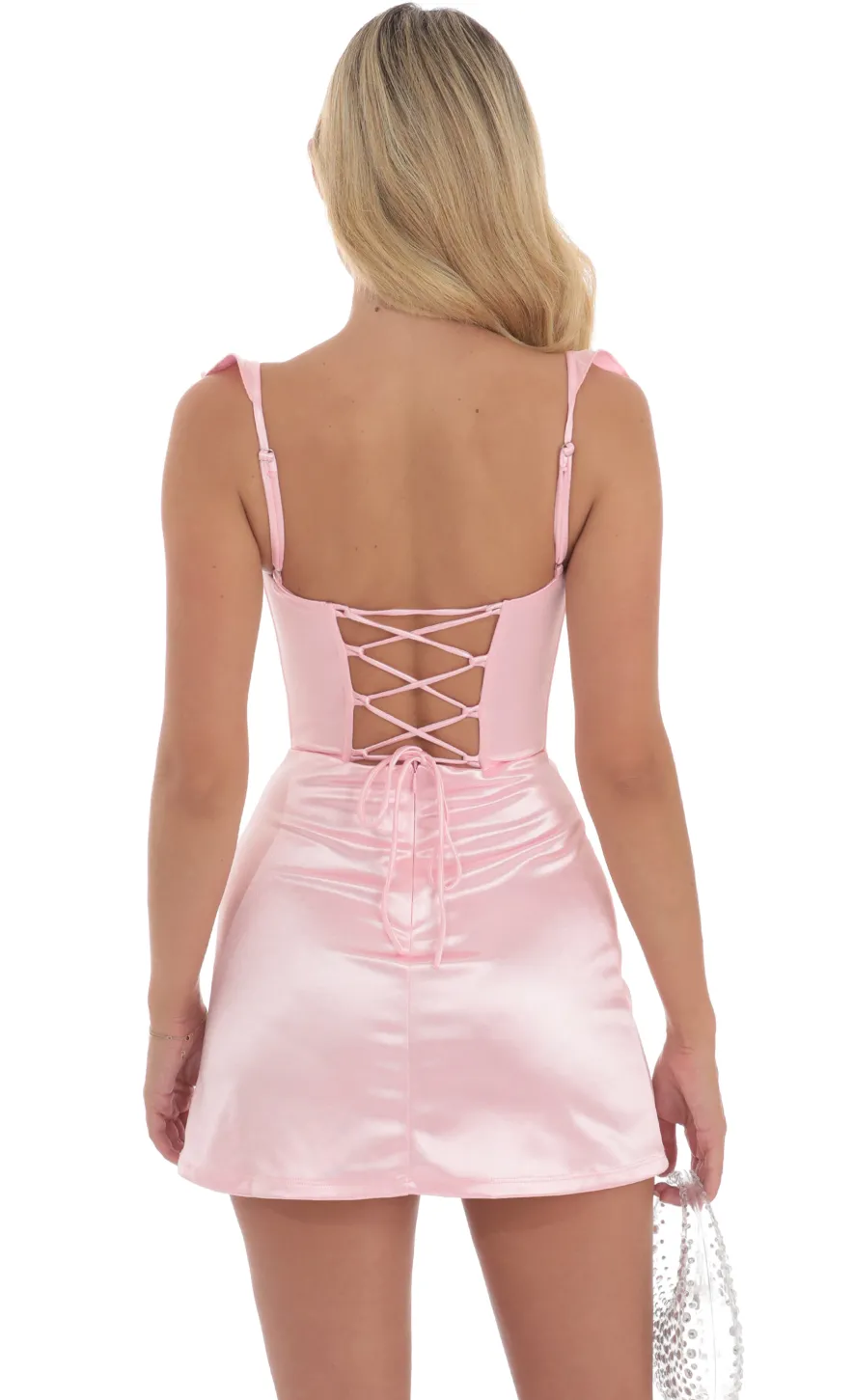 LUCY IN THE SKY Mini Dresses^Satin Bodycon Dress In Pink