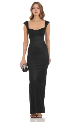LUCY IN THE SKY Maxi Dresses^Satin Bodycon Maxi Dress In Black