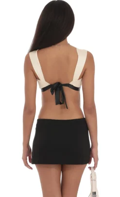 LUCY IN THE SKY Tops^Satin Bow Top In Cream