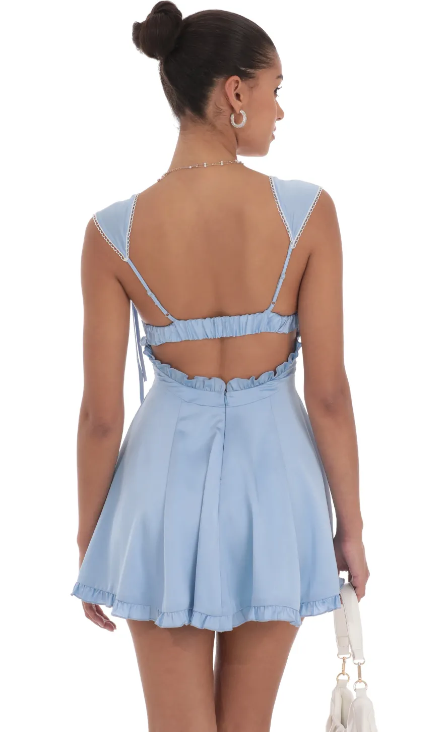 LUCY IN THE SKY Mini Dresses^Satin Cap Sleeve Dress In Blue