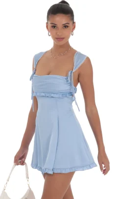LUCY IN THE SKY Mini Dresses^Satin Cap Sleeve Dress In Blue