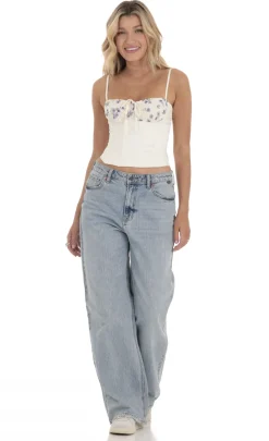 LUCY IN THE SKY Tops^Satin Corset Embellished Top In Cream