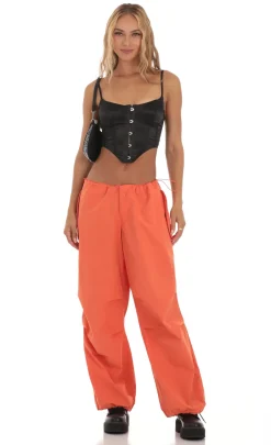 LUCY IN THE SKY Tops^Satin Corset Top In Black