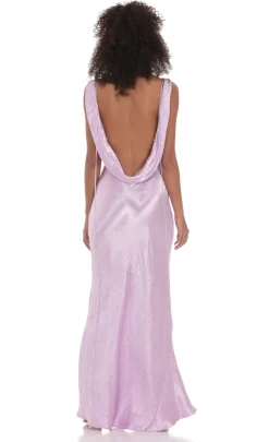 LUCY IN THE SKY Maxi Dresses^Satin Cowl Neck Maxi Dress In Lavender