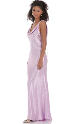 LUCY IN THE SKY Maxi Dresses^Satin Cowl Neck Maxi Dress In Lavender