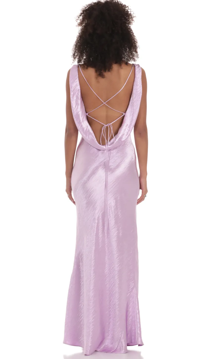 LUCY IN THE SKY Maxi Dresses^Satin Cowl Neck Maxi Dress In Lavender