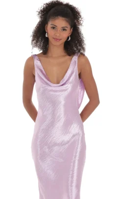 LUCY IN THE SKY Maxi Dresses^Satin Cowl Neck Maxi Dress In Lavender