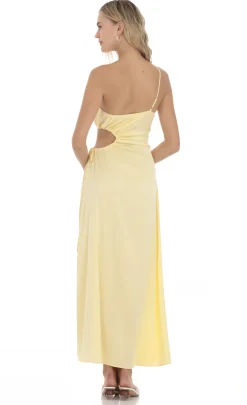 LUCY IN THE SKY Maxi Dresses^Satin Cutout Maxi Dress In Yellow