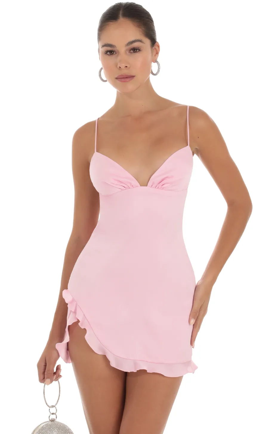 LUCY IN THE SKY Mini Dresses^Satin Dress In Pink