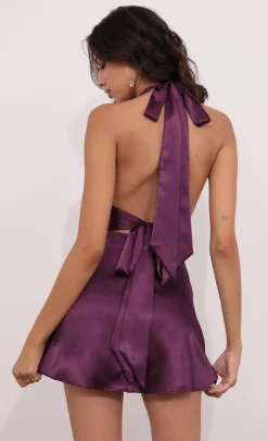 LUCY IN THE SKY Mini Dresses^Satin Dress In Purple