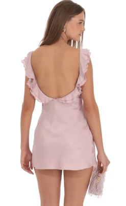 LUCY IN THE SKY Mini Dresses^Satin Floral Open Back Slip Dress In Lilac