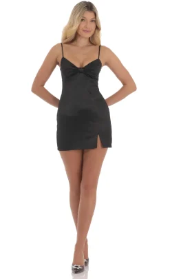 LUCY IN THE SKY Mini Dresses^Satin Front Bow Dress In Black