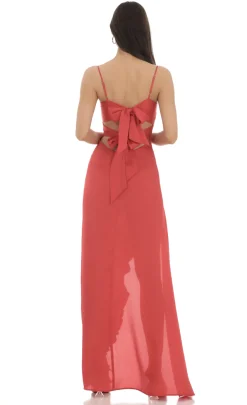 LUCY IN THE SKY Maxi Dresses^Satin Front Twist Strappy Maxi Dress In Red