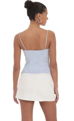 LUCY IN THE SKY Tops^Satin Jacquard Top In Blue