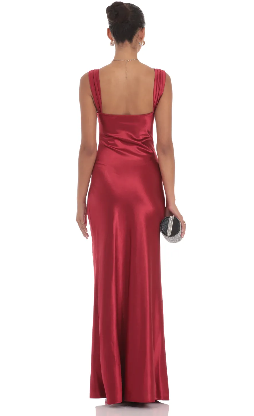 LUCY IN THE SKY Maxi Dresses^Satin Lace-Bust Dress In Red