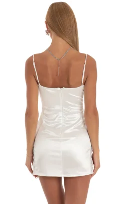 LUCY IN THE SKY Mini Dresses^Satin Lace Cut Out Dress In White