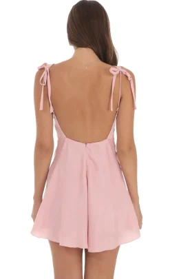 LUCY IN THE SKY Mini Dresses^Satin Lace Trim Open Back Dress In Dusty Pink