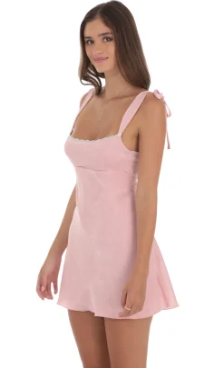 LUCY IN THE SKY Mini Dresses^Satin Lace Trim Open Back Dress In Dusty Pink