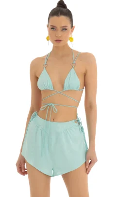 LUCY IN THE SKY Two-Piece Sets|Shorts^Satin Marble Two Piece Short Set In Blue