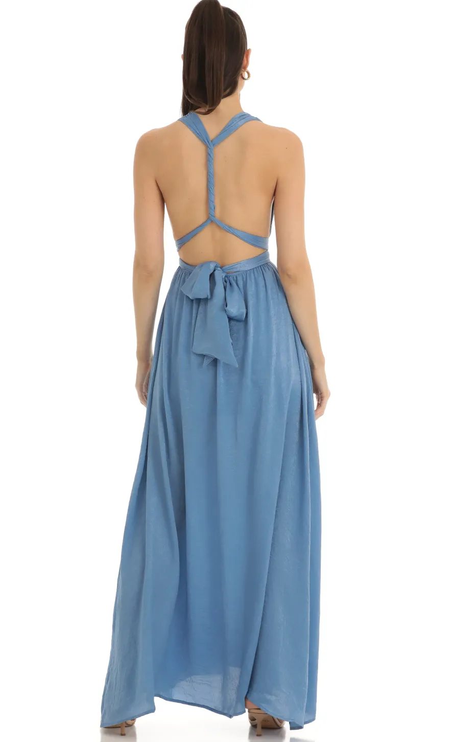LUCY IN THE SKY Maxi Dresses^Satin Maxi Dress In Blue
