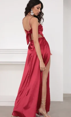 LUCY IN THE SKY Maxi Dresses^Satin Maxi Dress In Red