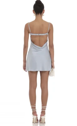 LUCY IN THE SKY Mini Dresses^Satin Open Back Dress In Blue
