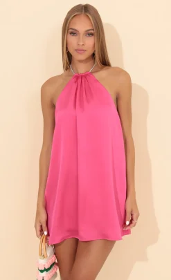 LUCY IN THE SKY Mini Dresses^Satin Open Back Dress In Pink