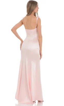 LUCY IN THE SKY Maxi Dresses^Satin Ruffle Maxi Dress In Pink