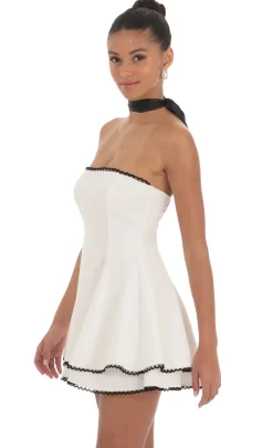LUCY IN THE SKY Mini Dresses^Satin Scarf Strapless Dress In White