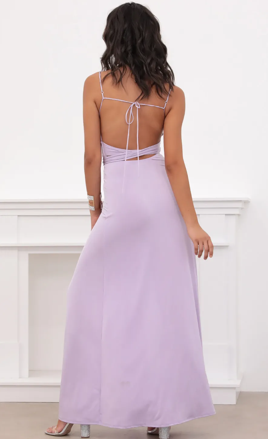 LUCY IN THE SKY Maxi Dresses^Satin Tie Maxi In Lilac