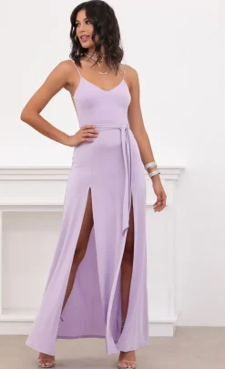 LUCY IN THE SKY Maxi Dresses^Satin Tie Maxi In Lilac