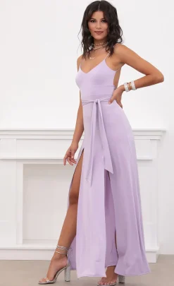 LUCY IN THE SKY Maxi Dresses^Satin Tie Maxi In Lilac
