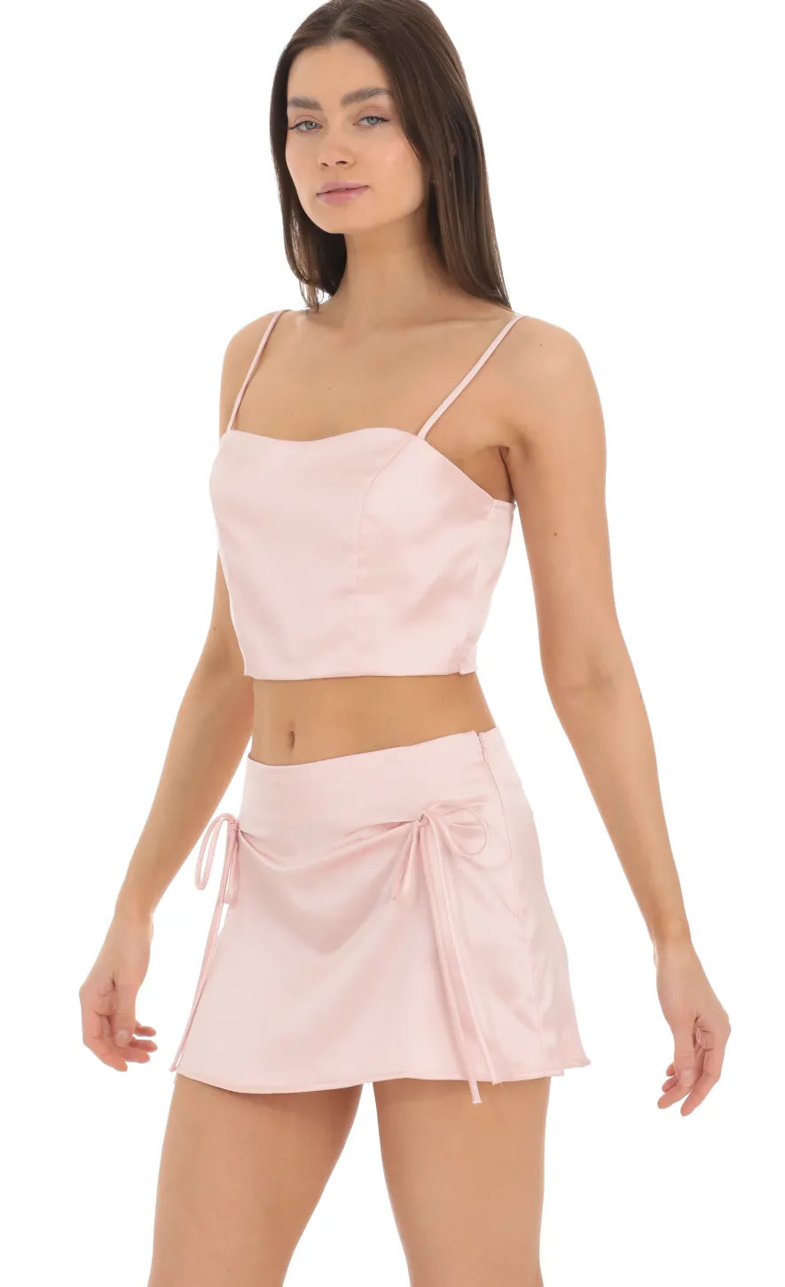 LUCY IN THE SKY Two-Piece Sets|Shorts^Satin Two Piece Set In Pink