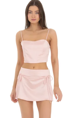 LUCY IN THE SKY Two-Piece Sets|Shorts^Satin Two Piece Set In Pink