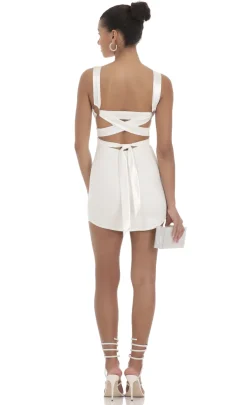 LUCY IN THE SKY Mini Dresses^Satin Wrap Bodycon Dress In White