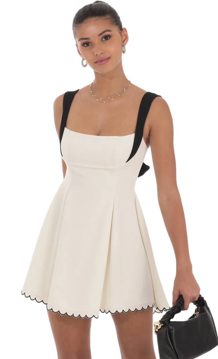 LUCY IN THE SKY Mini Dresses^Scallop Hem Fit And Flare Dress In White