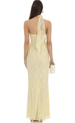 LUCY IN THE SKY Maxi Dresses^Scarf Lace Maxi Dress In Yellow