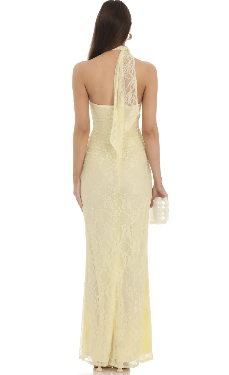 LUCY IN THE SKY Maxi Dresses^Scarf Lace Maxi Dress In Yellow