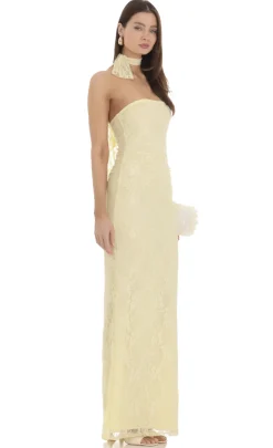 LUCY IN THE SKY Maxi Dresses^Scarf Lace Maxi Dress In Yellow