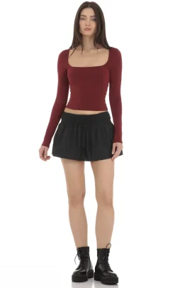 LUCY IN THE SKY Tops^Scoop Neck Long Sleeve Top In Maroon