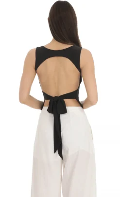 LUCY IN THE SKY Tops^Scoop Neck Open Back Top In Black