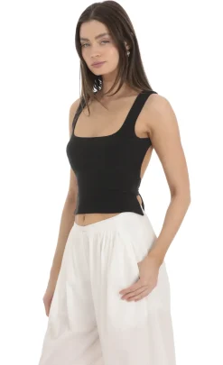 LUCY IN THE SKY Tops^Scoop Neck Open Back Top In Black