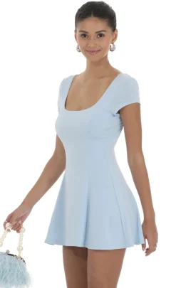 LUCY IN THE SKY Mini Dresses^Scoop Neck Short Sleeve Dress In Blue