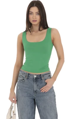LUCY IN THE SKY Tops^Scoop Neck Tank Top In Green