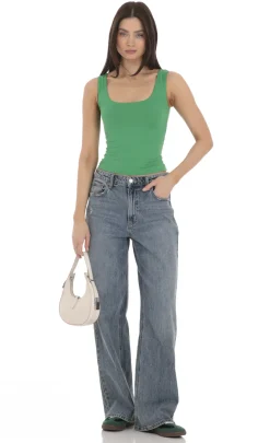 LUCY IN THE SKY Tops^Scoop Neck Tank Top In Green