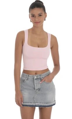 LUCY IN THE SKY Tops^Scoop Neck Tank Top In Pink